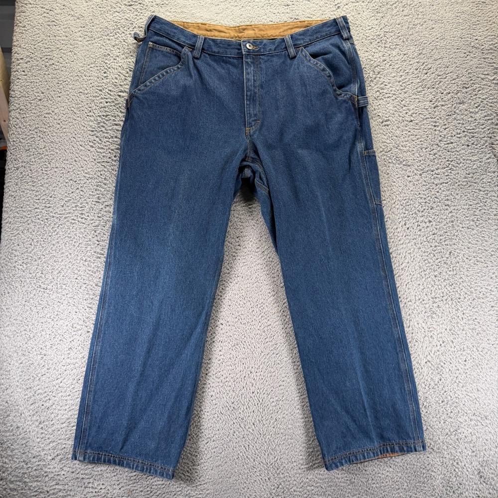 Duluth Jeans Mens 42x30 Blue Cotton Denim Straight Leg Workwear Carpenter Travel